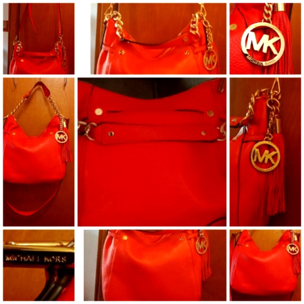 BNWOT•DEED ORANGE• MICHAEL KORS "MEGAN• LEATHER TASSEL CHAIN•  👜